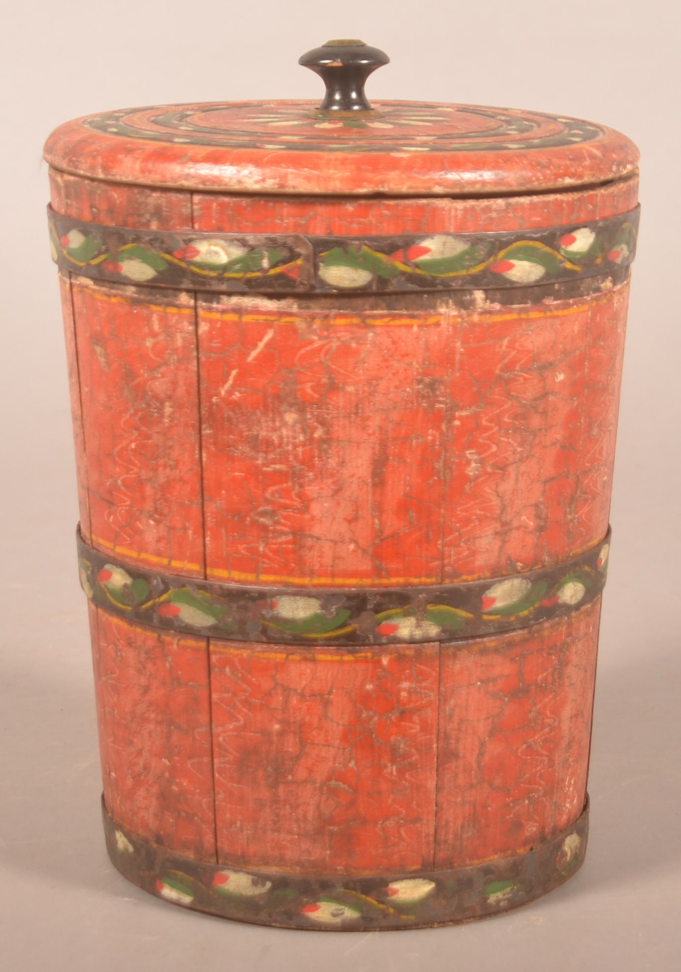 Excellent Joseph Lehn Paint-Decorated Sugar Bucket (1 of 5)