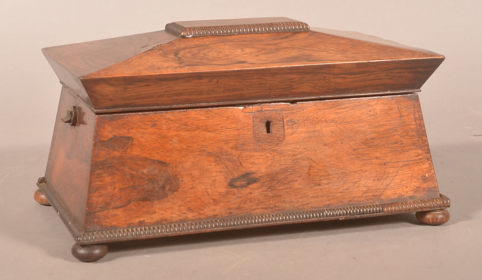Early 19th C. Burl Walnut Tea Caddy (1 of 7)