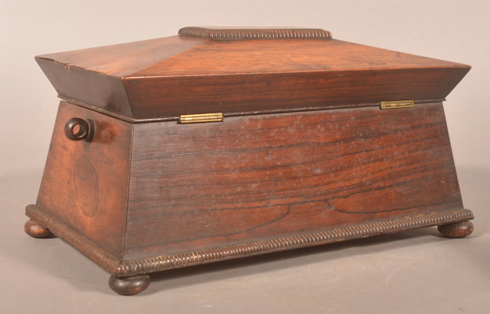 Early 19th C. Burl Walnut Tea Caddy - 5