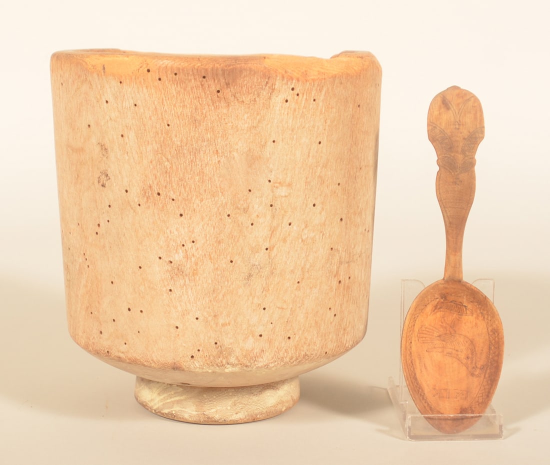 Primitive Carved Wood Funnel & Carved Wood Spoon (1 of 4)