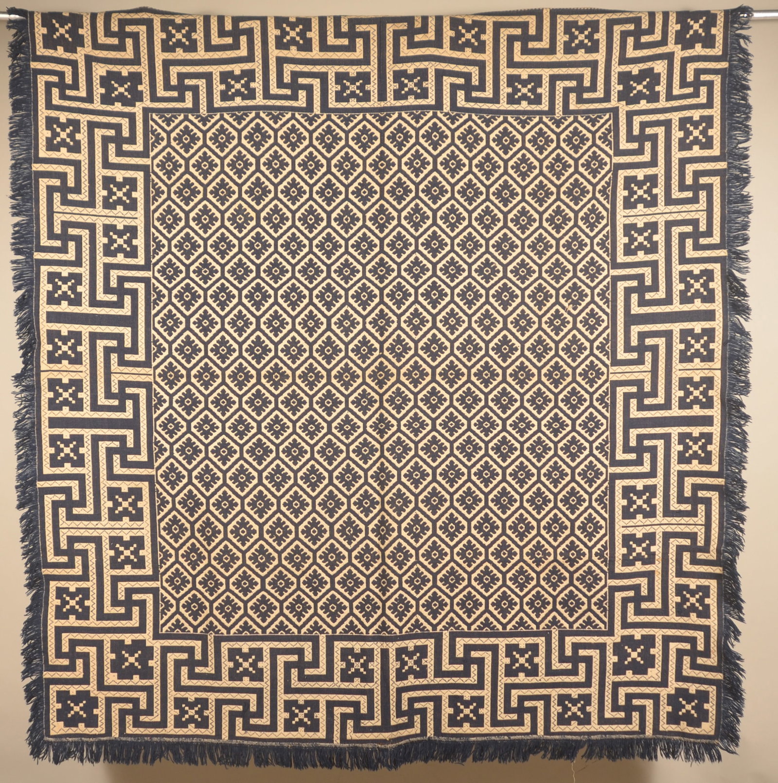 Antique Blue & White Woven Coverlet (1 of 5)