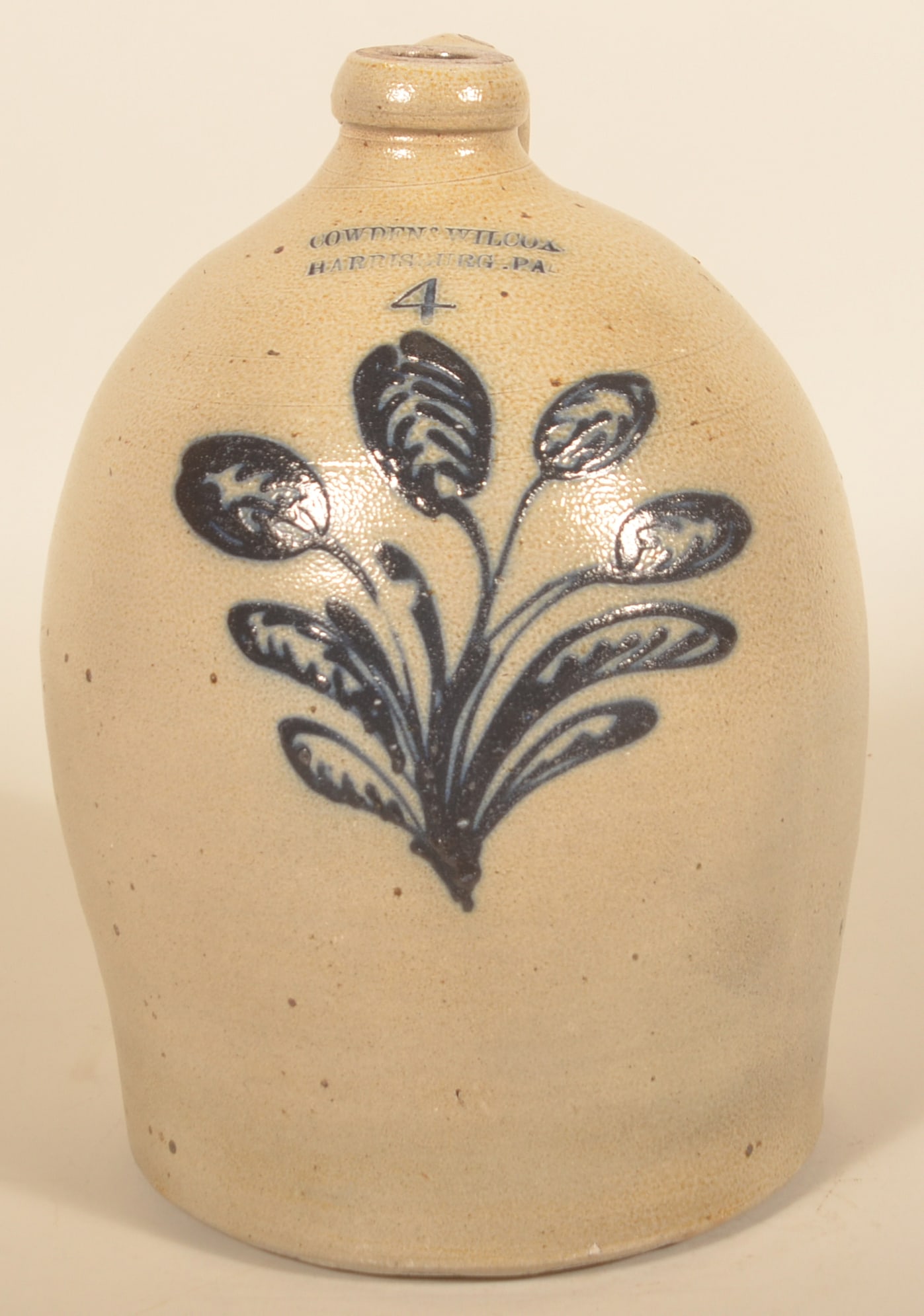 Cowden & Wilcox Jug w/ Cobalt Flower Decoration (1 of 6)