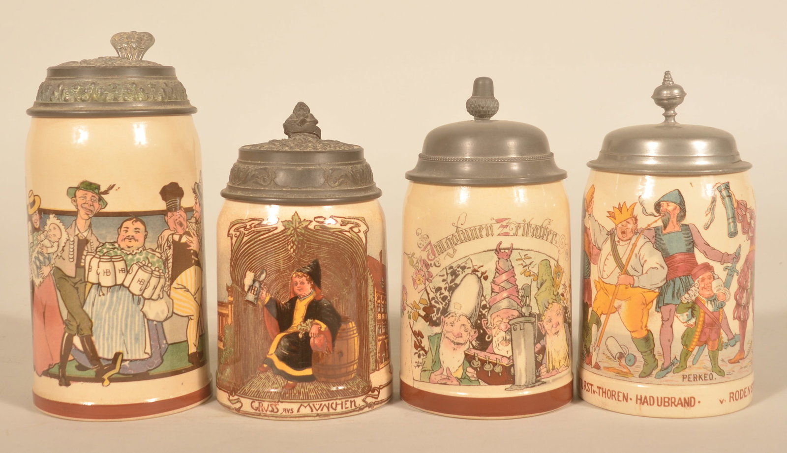 Group of Mettlach Print-Under-Glaze Beer Steins (1 of 8)