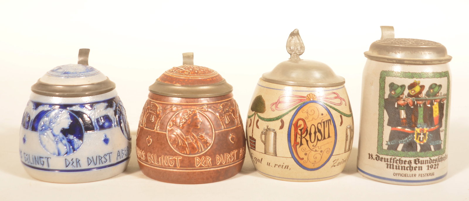 4 Antique Stoneware German Beer Steins (1 of 9)