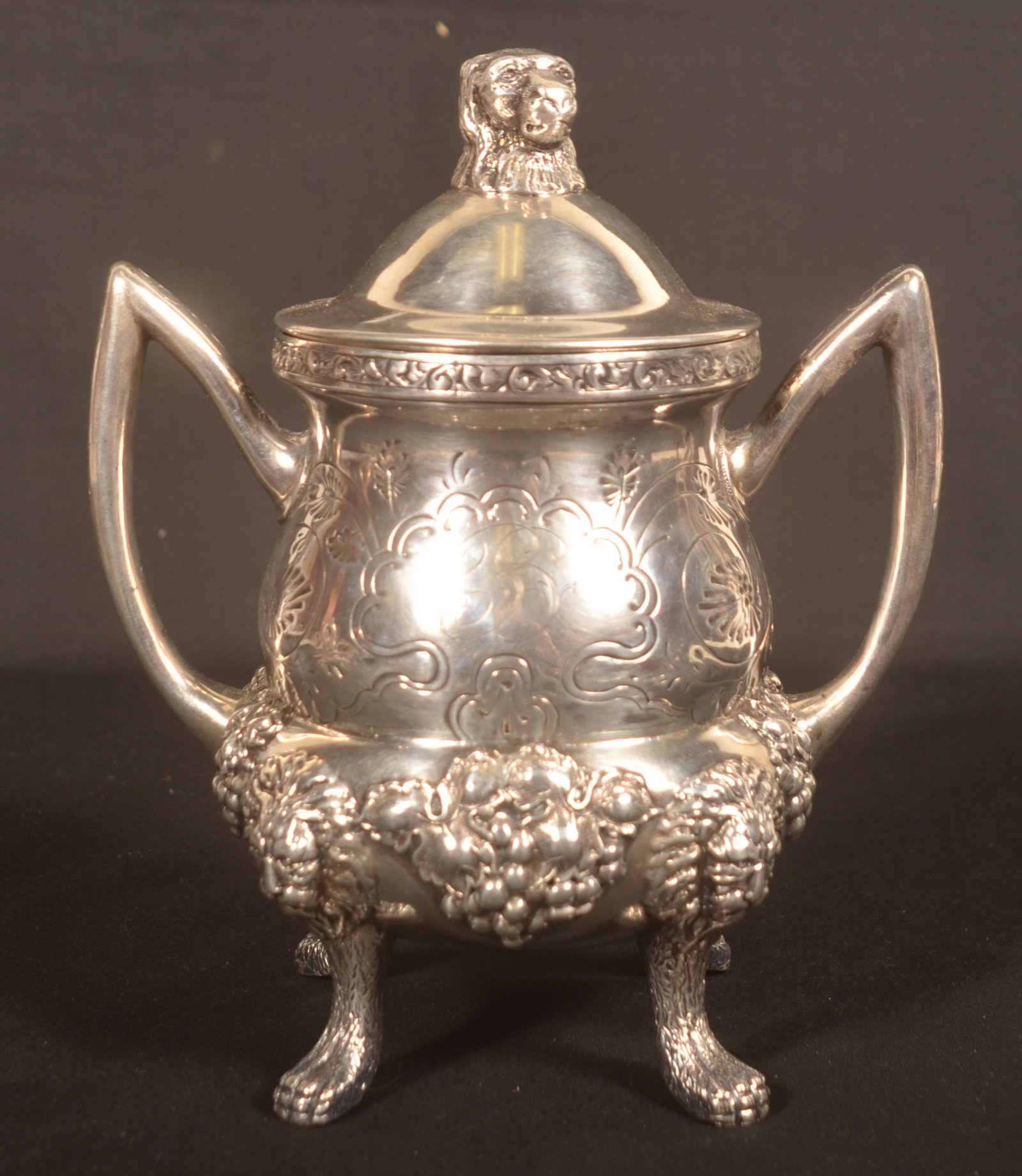 Sterling Silver Monogrammed Covered Sugar Bowl (1 of 9)