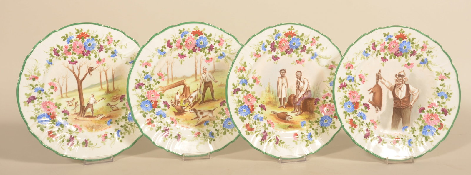 Attrib. William Aiken Walker Painted Plate Set: Potentially a very rare and unique find. William Aiken Walker (1838-1921), born in Charleston, SC, was a self-taught artist who served as a cartographer in the Confederate Army during the Civil War. A