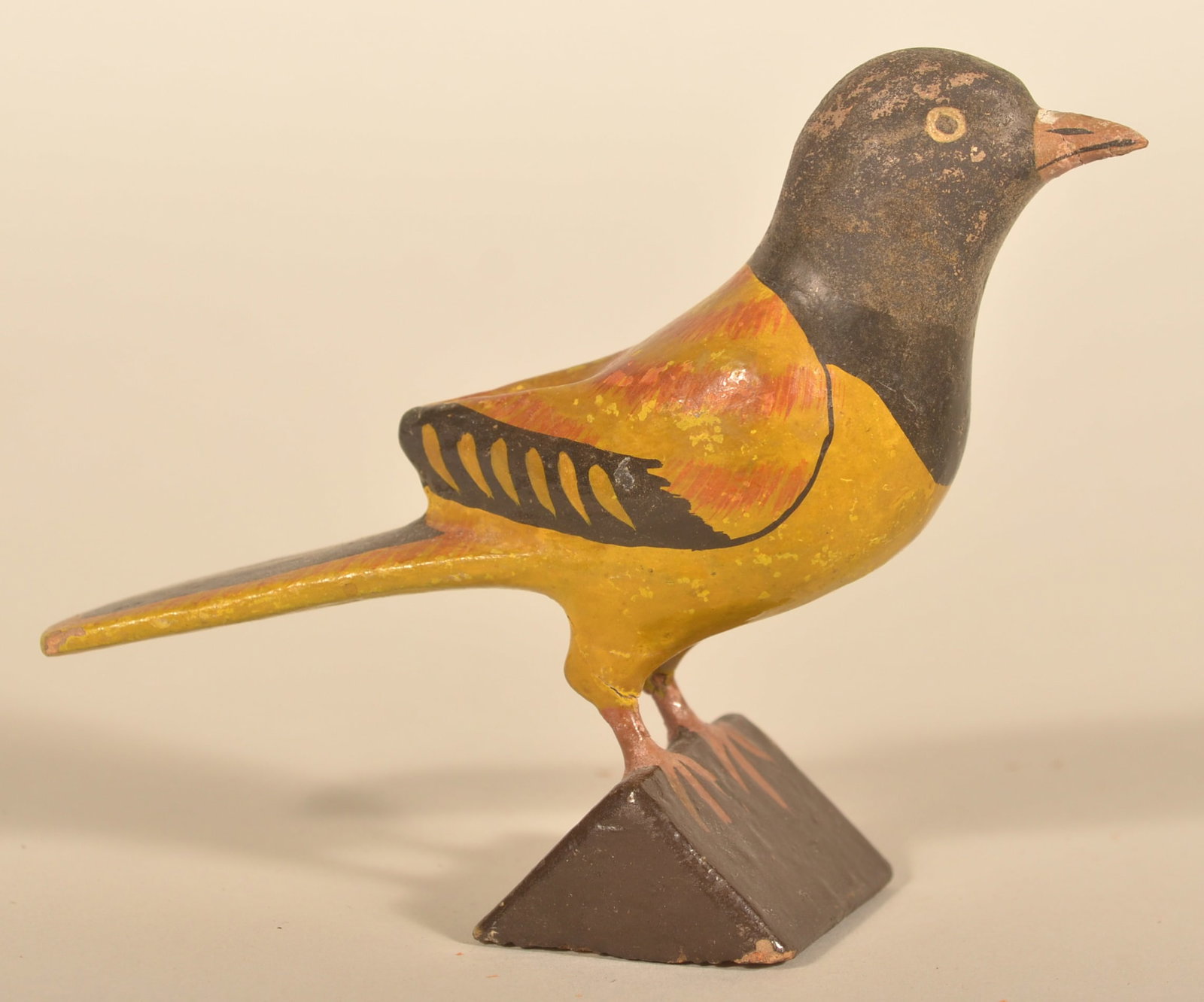 Very Nice Carved & Painted Folk Art Bird on Base (1 of 5)