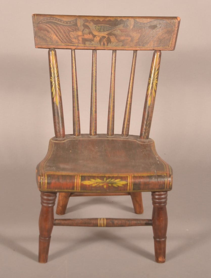 Paint-Decorated Child's Plank Seat Chair (1 of 5)
