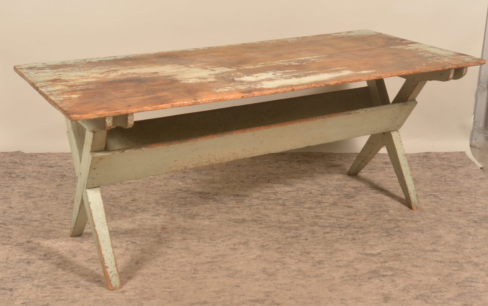 PA Robin's Egg Blue 2-Board Top Sawbuck Table (1 of 5)