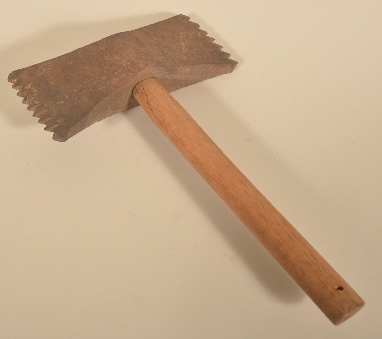 Rare Early 19th C. Wrought Iron Millstone Tool: One of two rare millstone tools in this auction from a local collection. Used to dress the grooves in the millstone. The handle has a piece of wrought iron used as a wedge. Found in Northern Lancaster