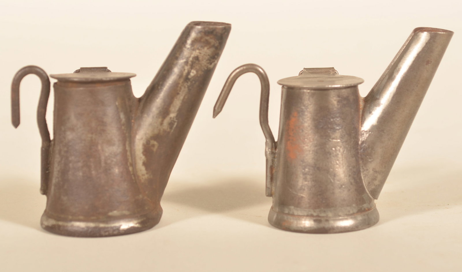 Pair 19th C. Iron Coal Miner's Lamps (1 of 4)