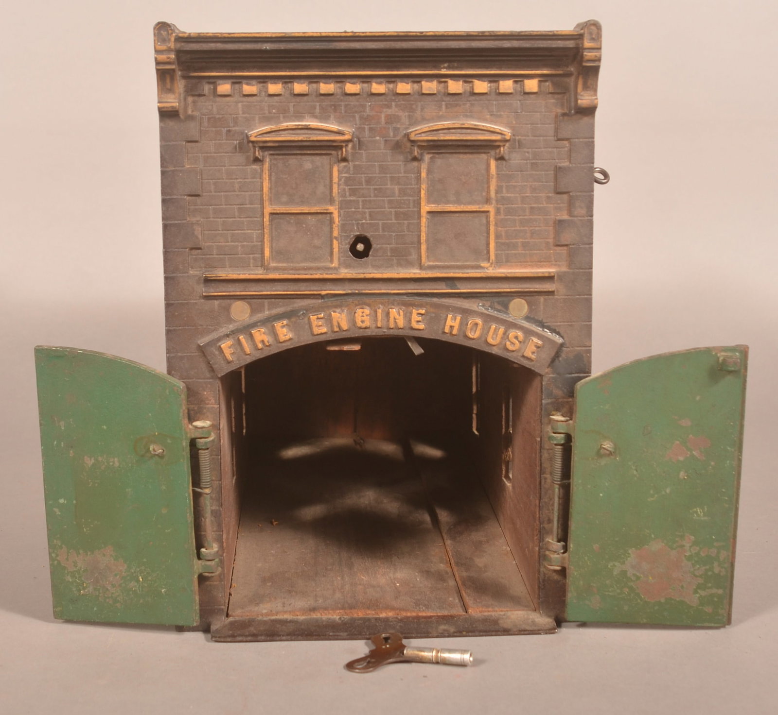 Antique Ives Clockwork Fire Engine House - 3