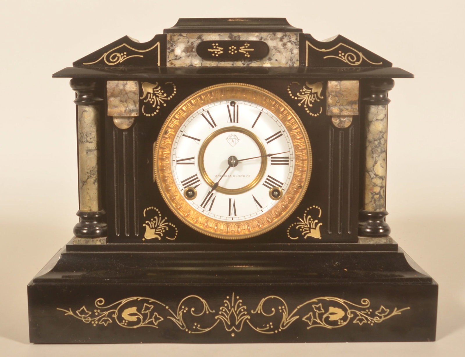 Ansonia Clock Company Slate & Marble Mantel Clock (1 of 5)