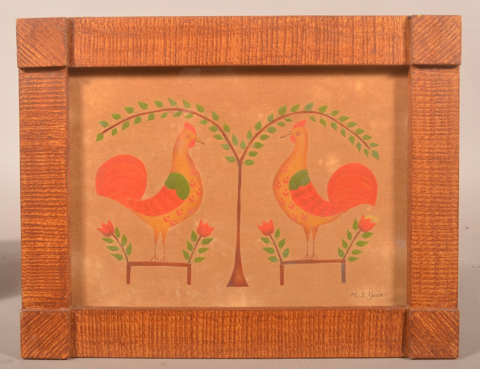 Marjorie Yoder 2 Roosters Facing Theorem on Velvet (1 of 4)