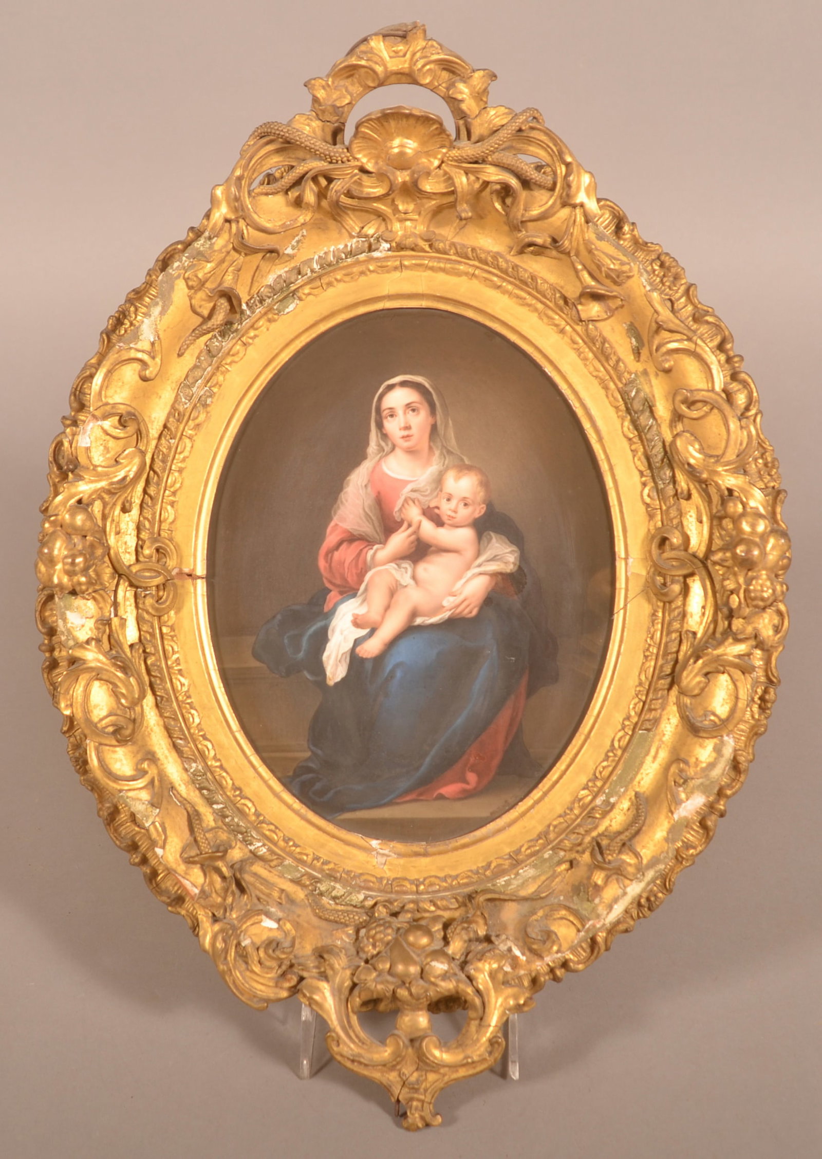 1855 Dresden Oil on Porcelain Madonna with Child (1 of 6)