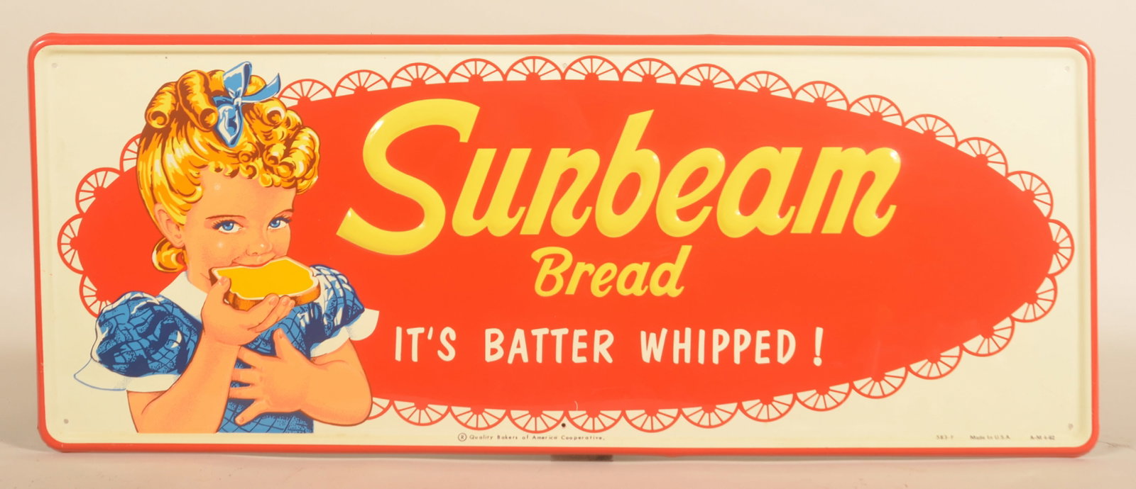 Embossed SST Sunbeam Bread 1962 Sign (1 of 4)