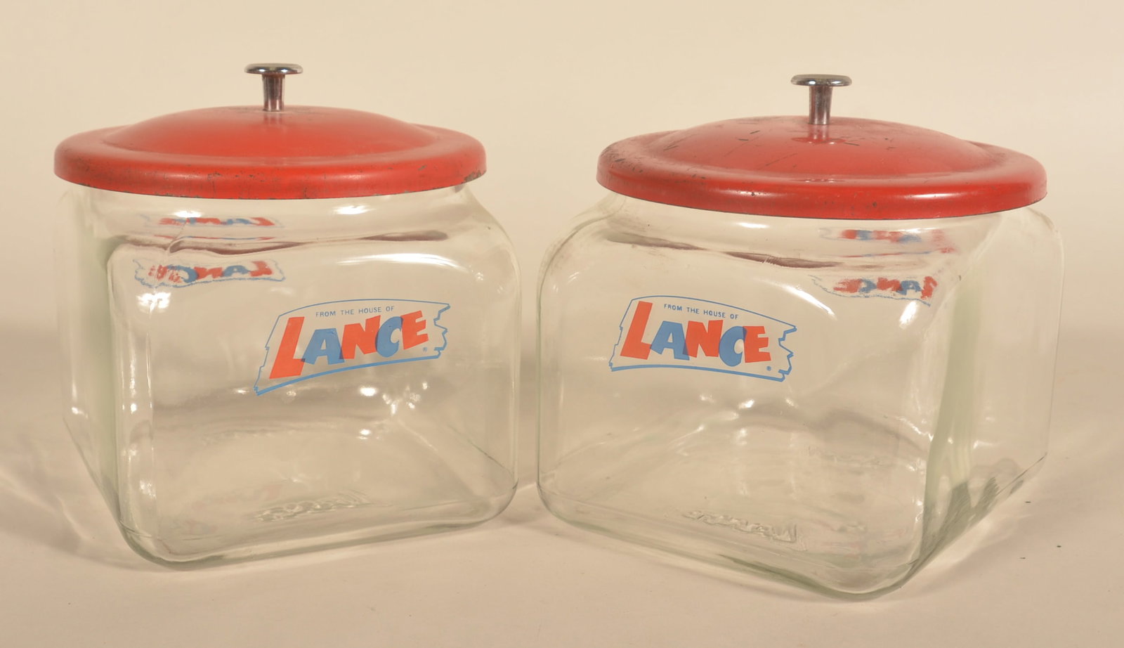 Pair Square Shouldered Small Lance Cracker Jars - 3