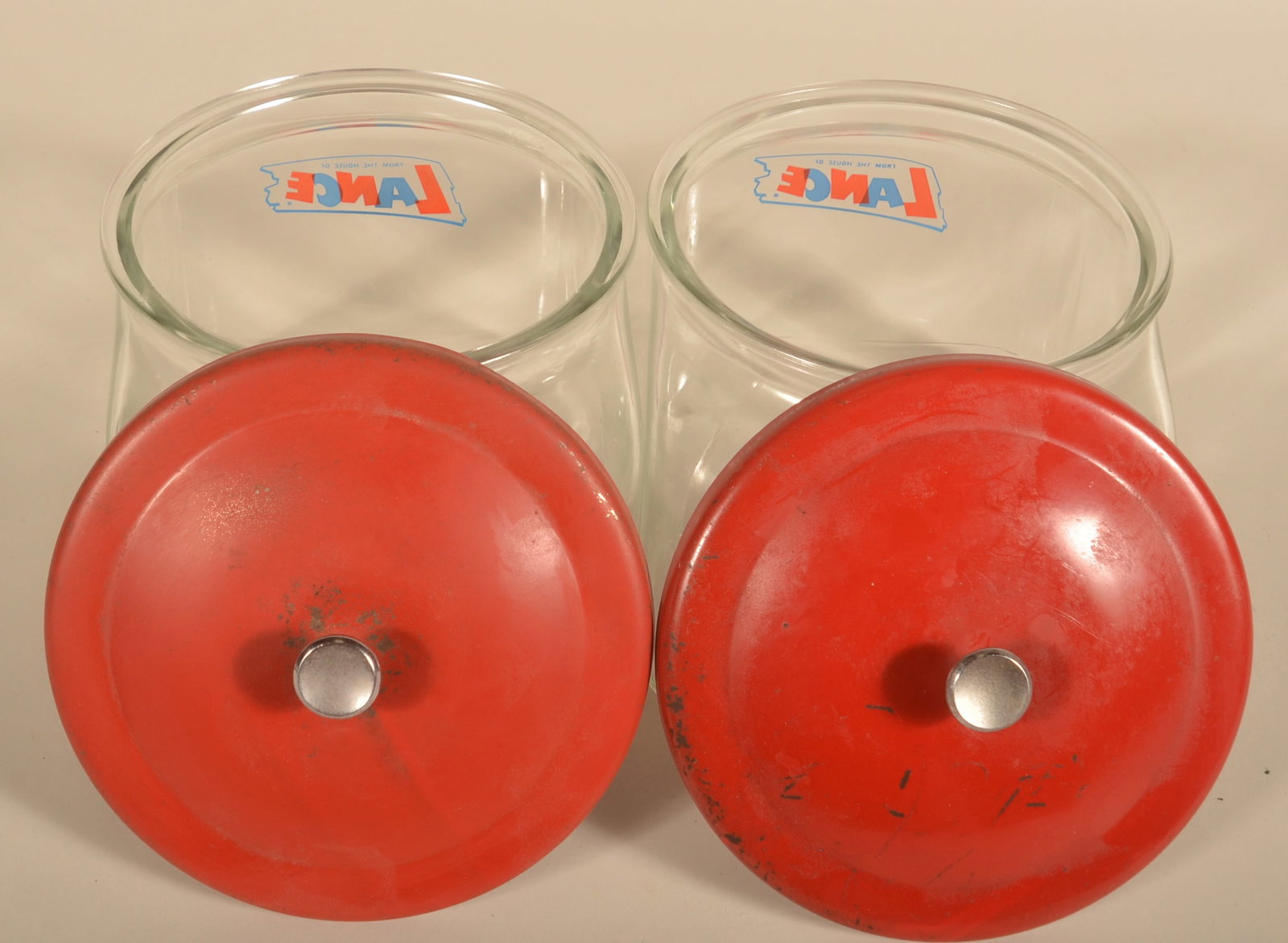 Pair Square Shouldered Small Lance Cracker Jars - 4