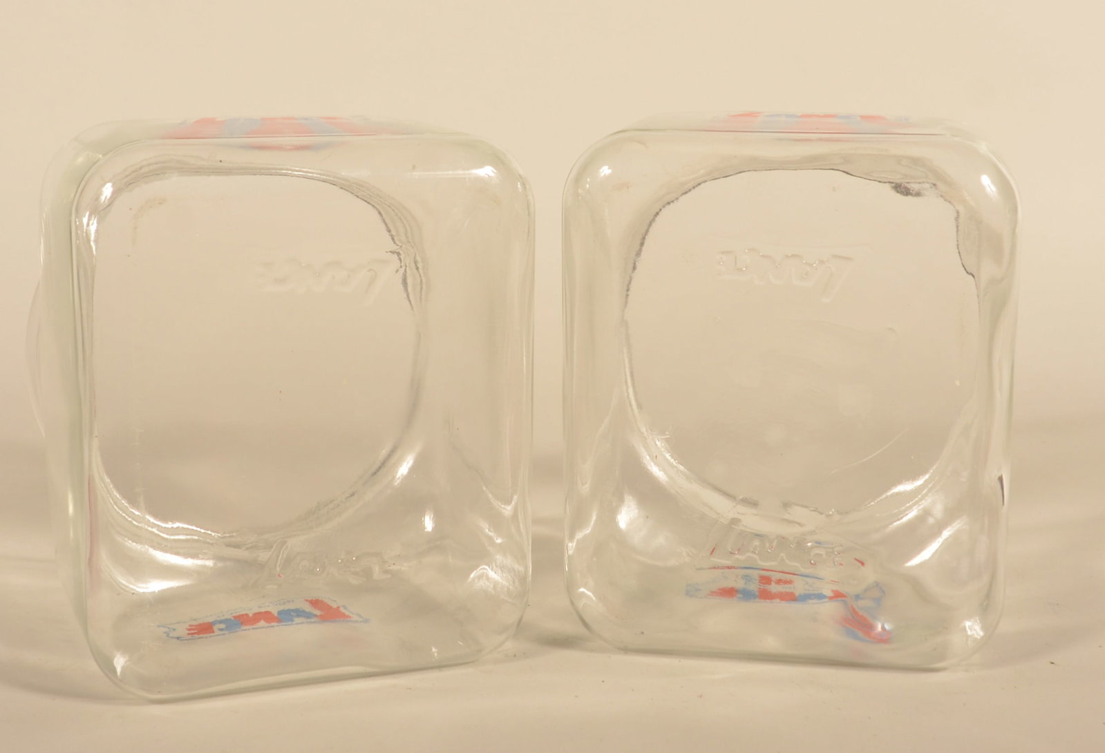Pair Square Shouldered Small Lance Cracker Jars - 5