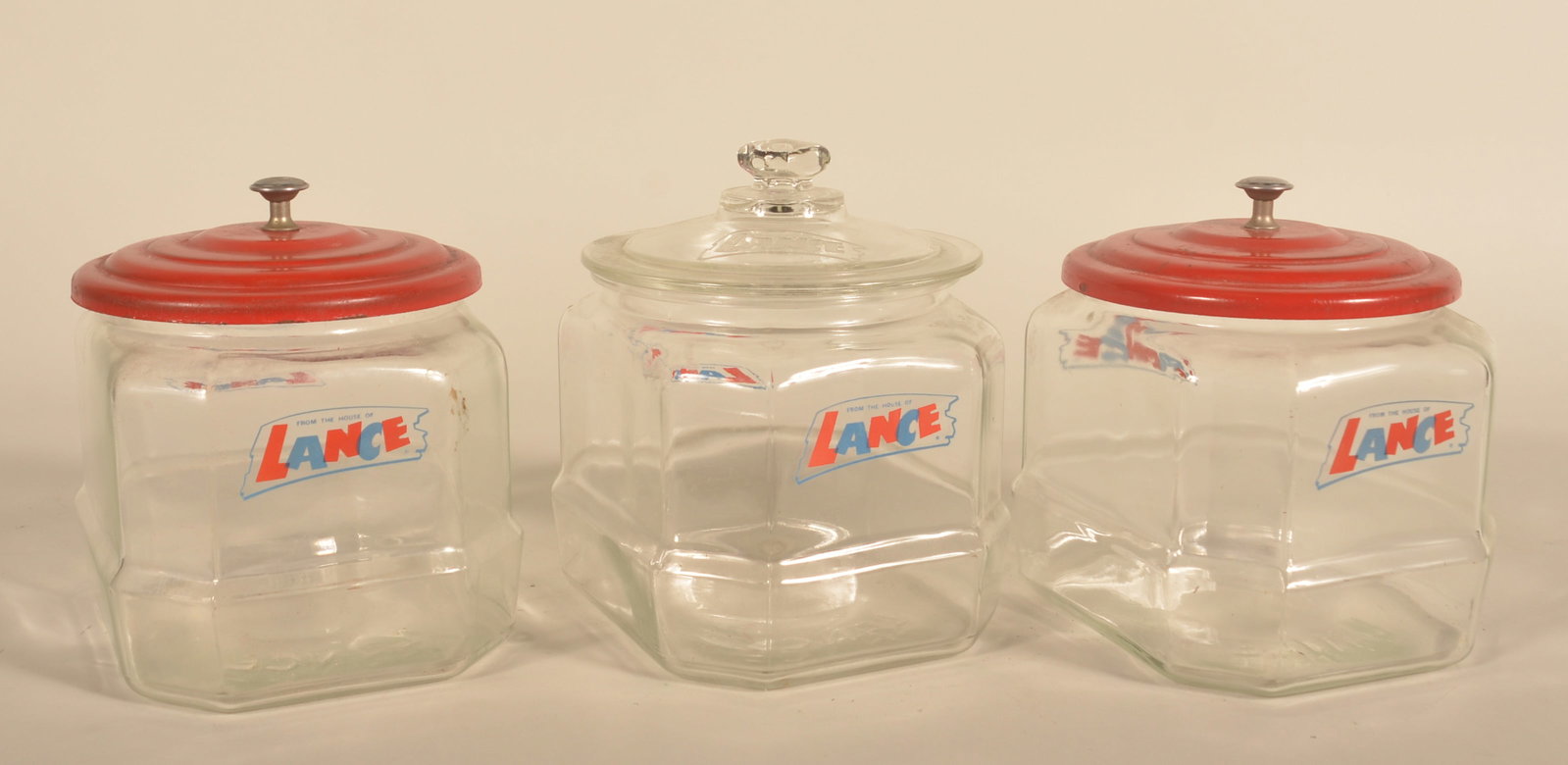 3 Small Angled Corner Lance Cracker Display Jars - 3