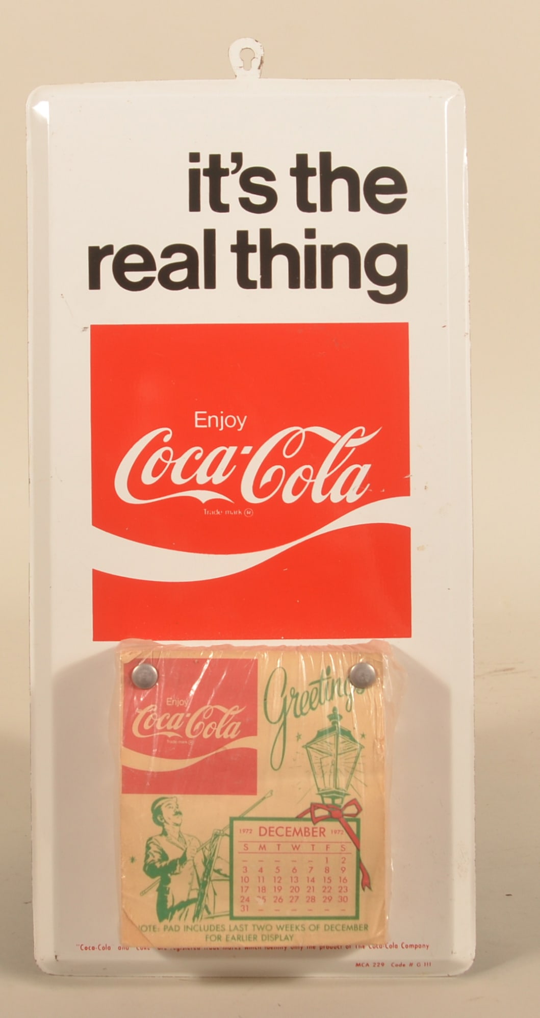1973 Metal Coca-Cola It's The Real Thing Calendar (1 of 5)