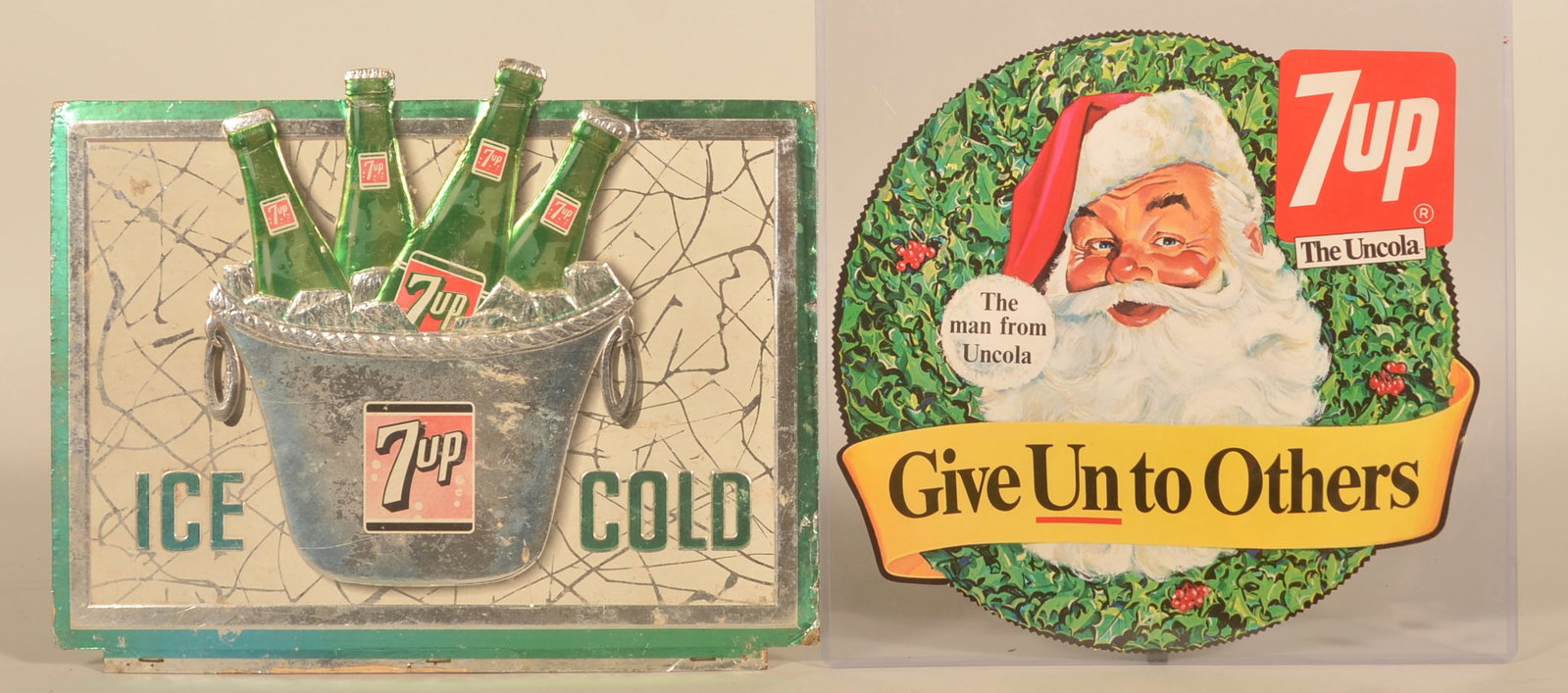 1960s 7Up Santa Sign & Embossed Foil Sign (1 of 6)