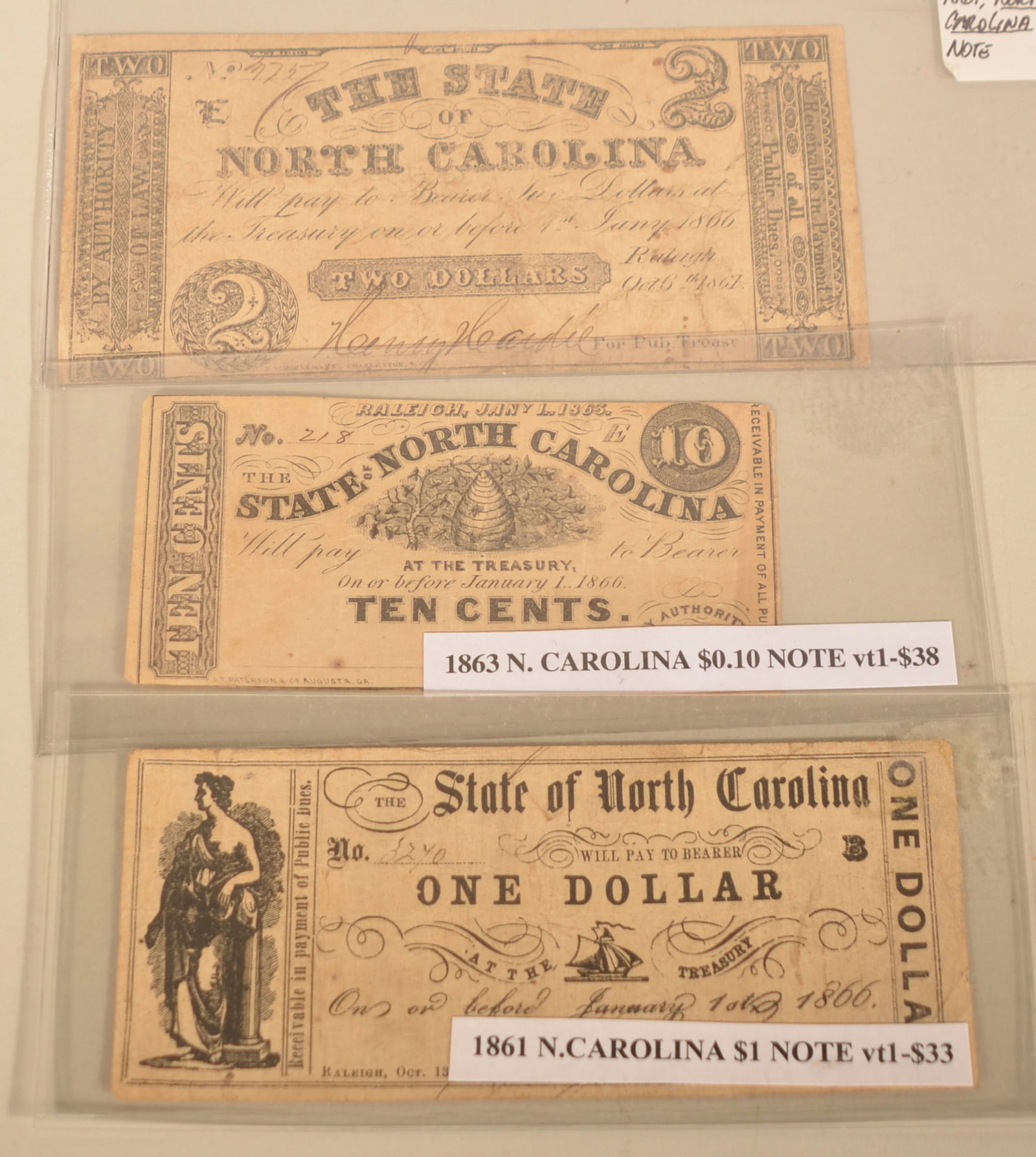 State of North Carolina Confederate Currency (1 of 5)