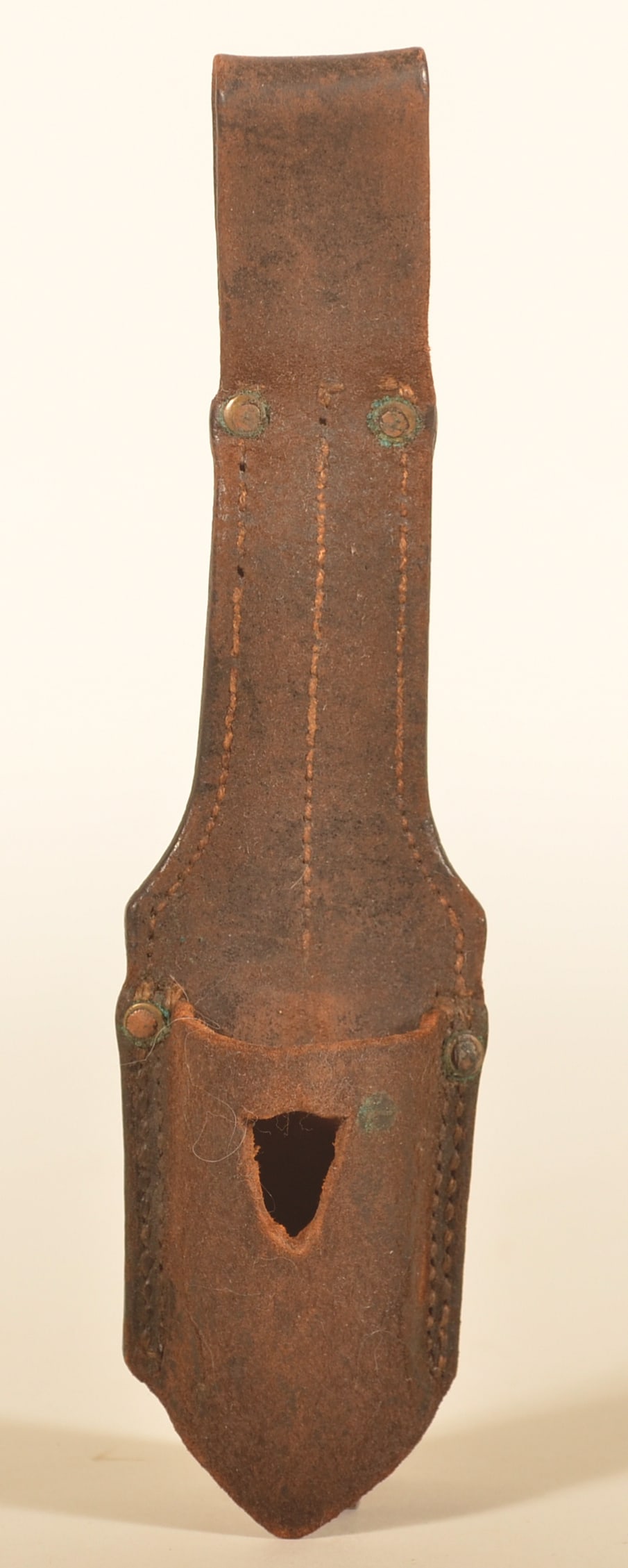 Civil War Enfield P53 Bayonet Frog: Imported by both sides during the war from England. Partial museum tag on reverse. Provenance: The collection of Craig and Cynthia Wertz. 9 1/2"L