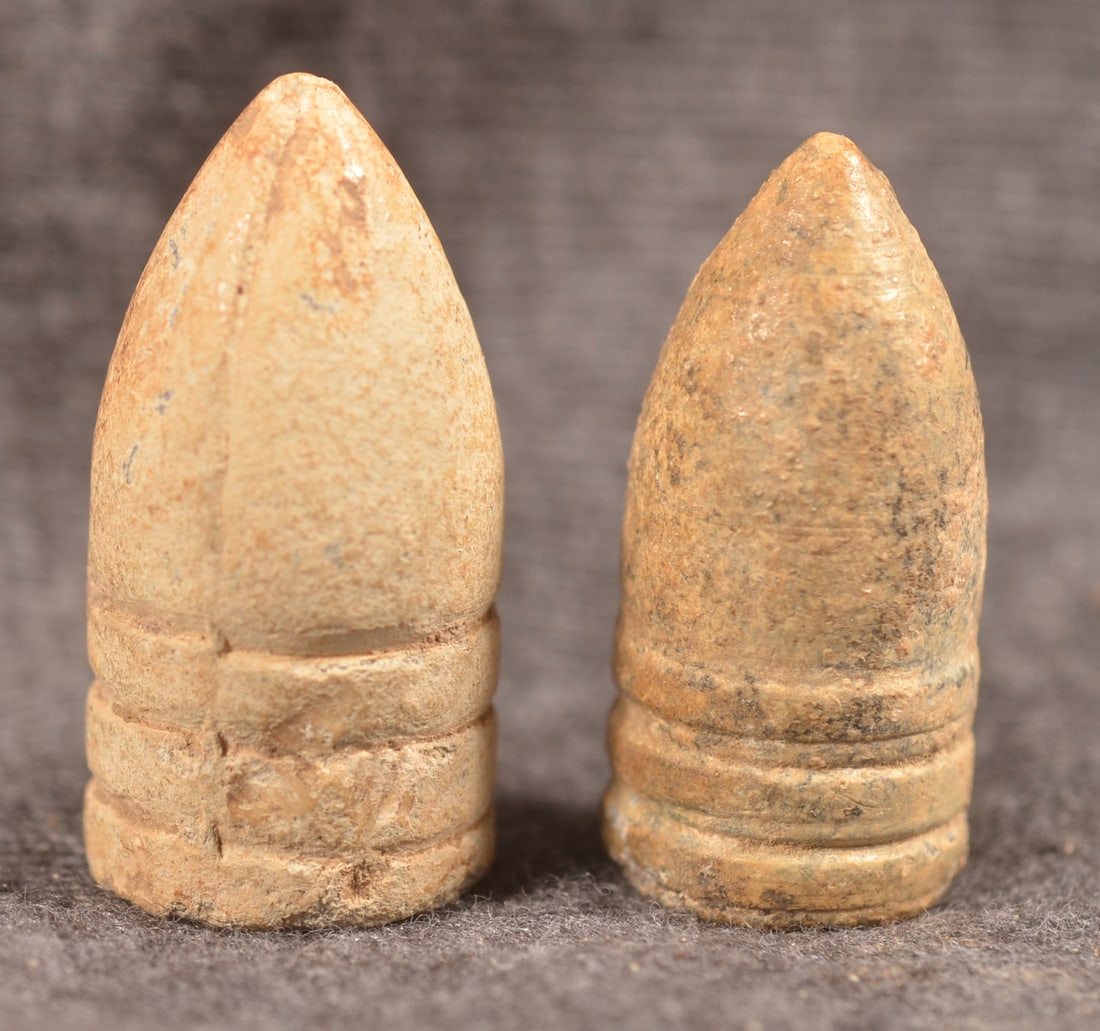 Confederate Kerr Rifle Tennessee Rifle Bullets: .45 and .54 caliber bullets used, according to research done by Jim Thomas, in Tennessee rifles. The .45 cal. bullet was dug in Corinth, MS. Provenance: The collection of Craig and Cynthia Wertz. .54 