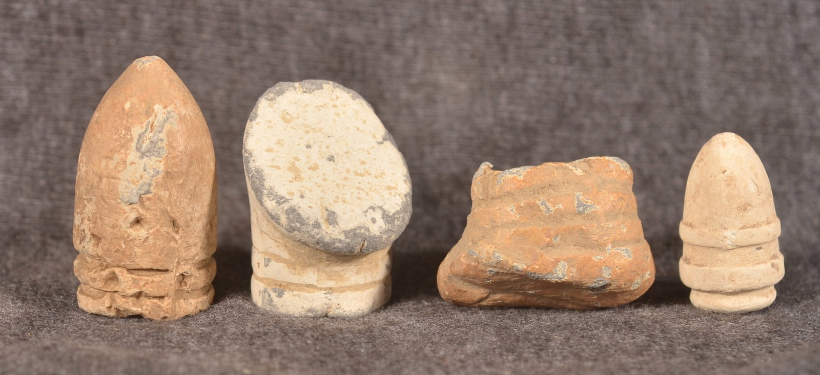 Wilson Creek Battlefield Bullet Pickup & Others: .44 cal. tie-base Sharps bullet noted as having been found on the Wilson Creek Battlefield in Republic, MO. Together with two fired bullets showing the results of impacting a solid object and a .58 ca