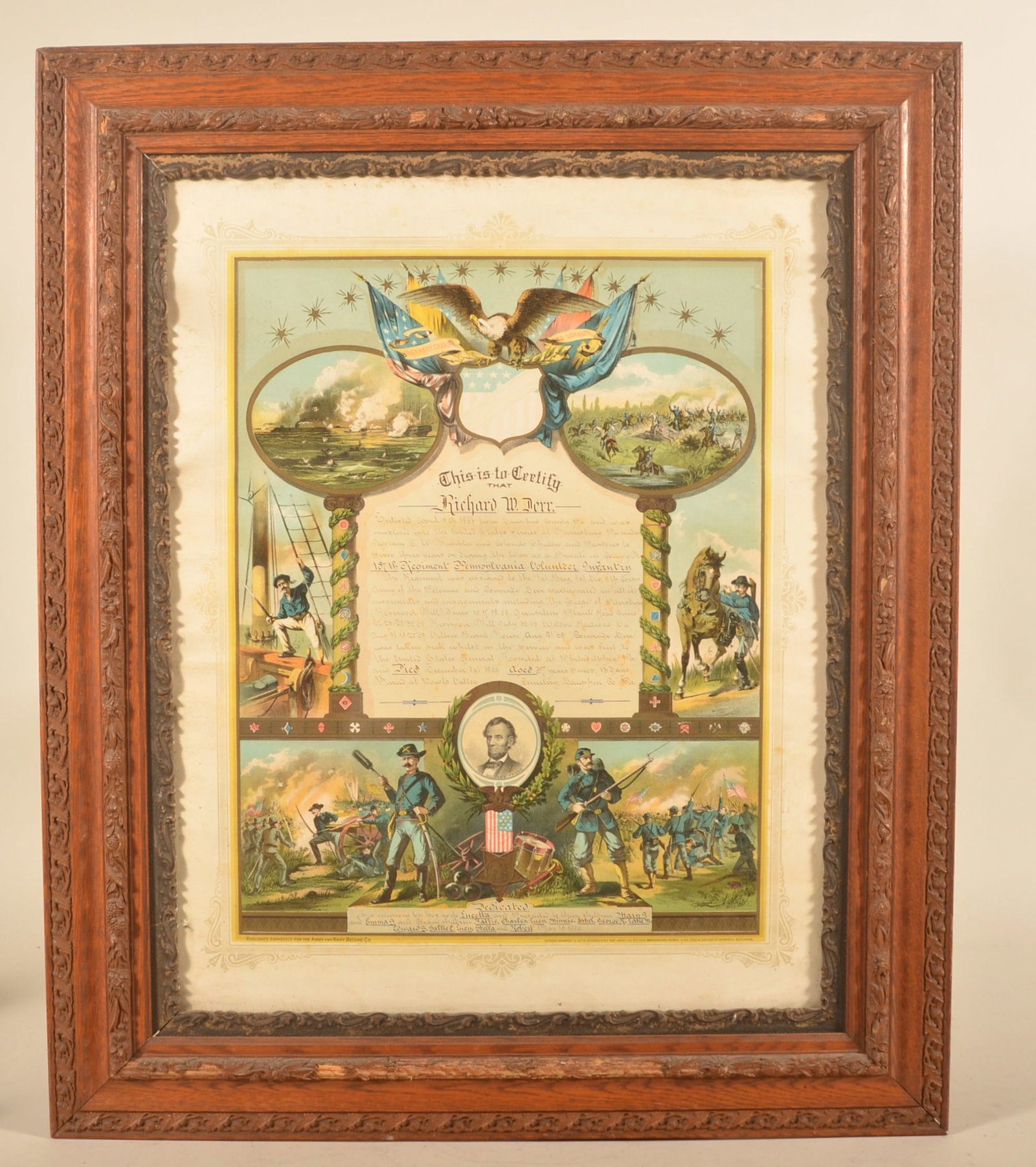 187th Pennsylvania Civil War GAR Soldiers Memorial: Richard W. Derr (1827-1864) enlisted into Company H, 187th Pennsylvania from Dauphin County, Pa. This is the first GAR Soldiers Memorial I've seen in this format that honors a service member who died 