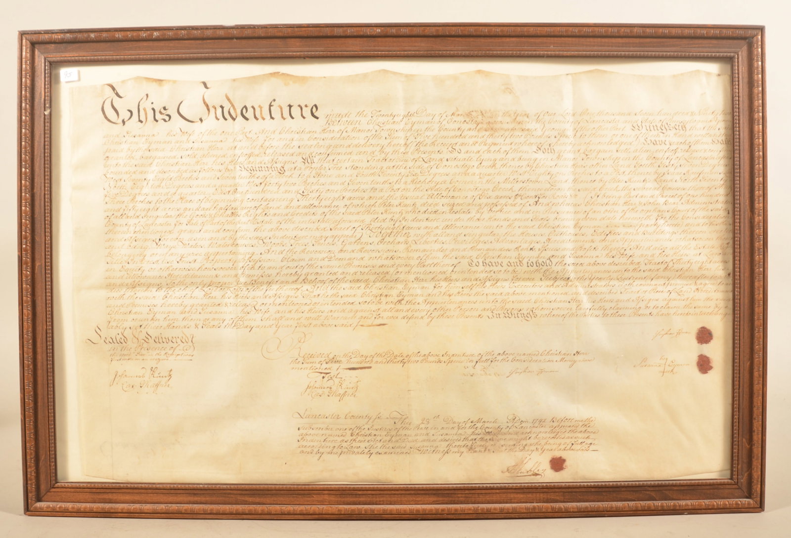 1792 Lancaster County Christian Herr Indenture (1 of 5)