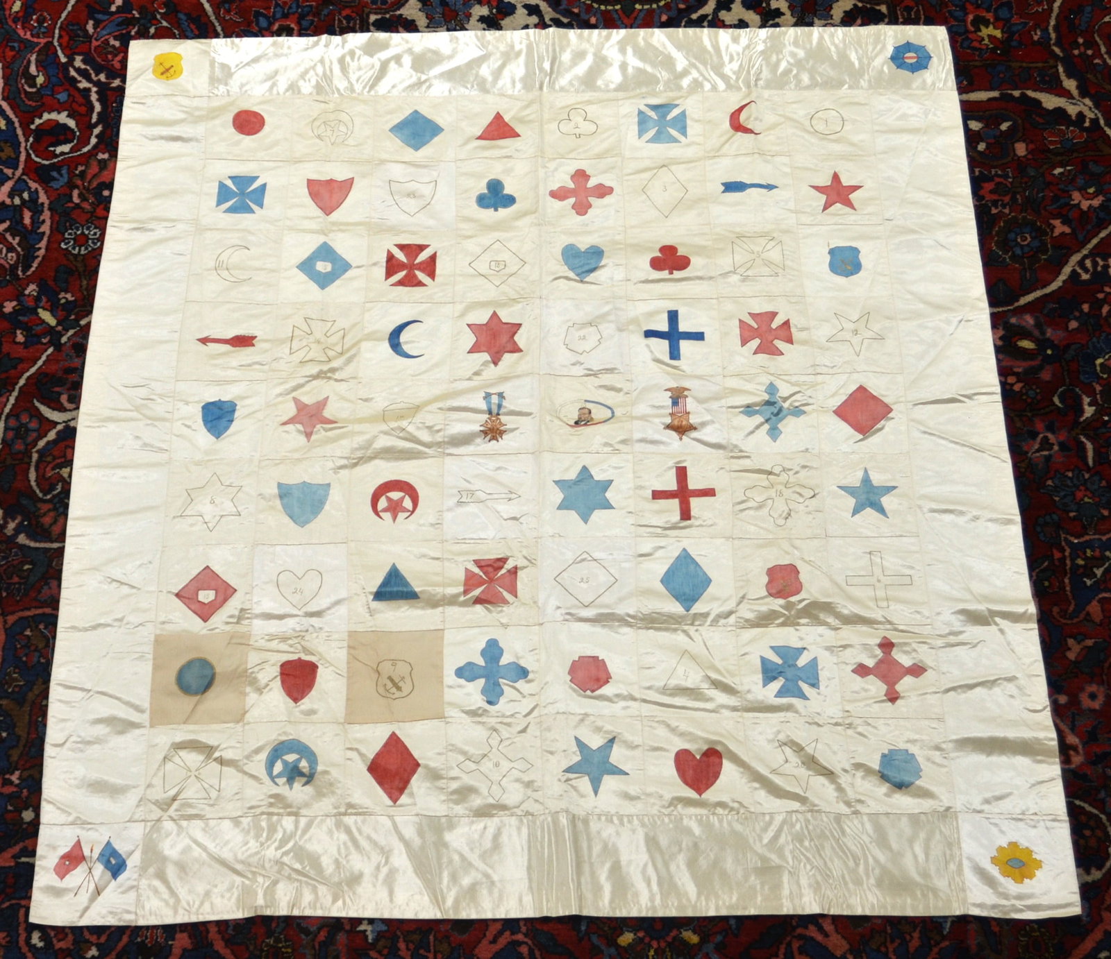 Rare Civil War Reunion Corps Badge Painted Quilt (1 of 7)