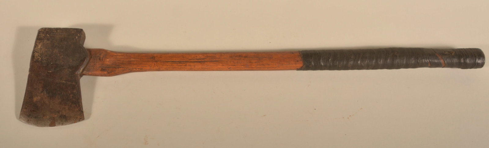 Signed L. Stoudt Berks County, PA Felling Axe: Great double blacksmith stamp in the shape of a cross on one side and a single stamp on the other side of the axe head. Mid to late-19th-century. 29"L