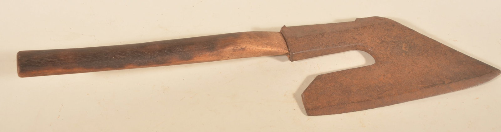 Initialed Pennsylvania Goosewing Axe: Mid-19th-century goosewing stamped with the initials "HN". Found in Lancaster County. 27"L