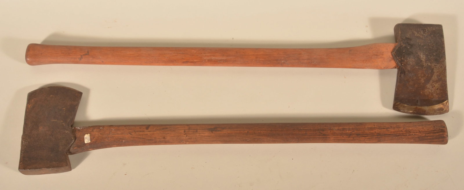 Two 19th C. Pennsylvania Felling Axes w/ Initials: One initialed "FT" and the other appears to be "HH". 29 3/4"L