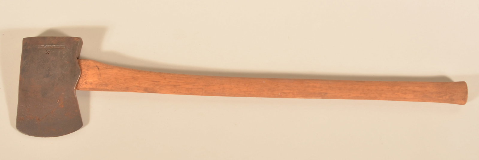 Signed J.B. Stohler Lebanon County, PA Felling Axe: John Beamsderfer Stohler (1841-1920) was a blacksmith who worked outside of Schaefferstown, Pa in the late 19th century. Axe head is stamped once along with an "X". 30"L