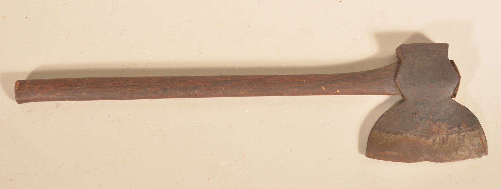 Hammond Philadelphia Axe Repaired by Stohler: Interesting felling axe stamped by the maker "Hammond Philadelphia" and stamped again "J B Stohler" who repaired the steel blade. 31"L
