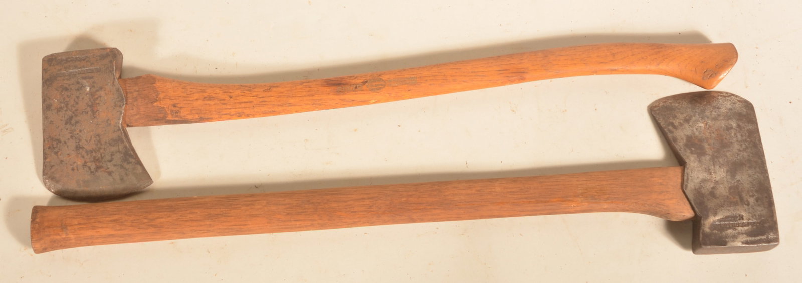 Pair of Signed J.B. Stohler Felling Axes: Blacksmith working in the Schaefferstown area of Lebanon County, Pa. in the late-19th century. 29"L