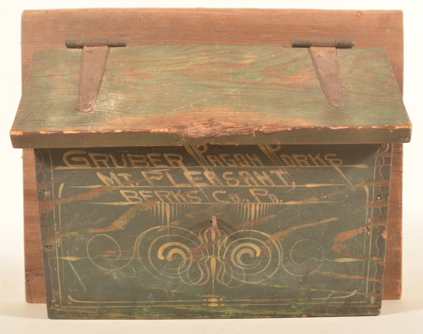 Rare 19th C. Wood Paint-Decorated Gruber Wagon Box (1 of 7)