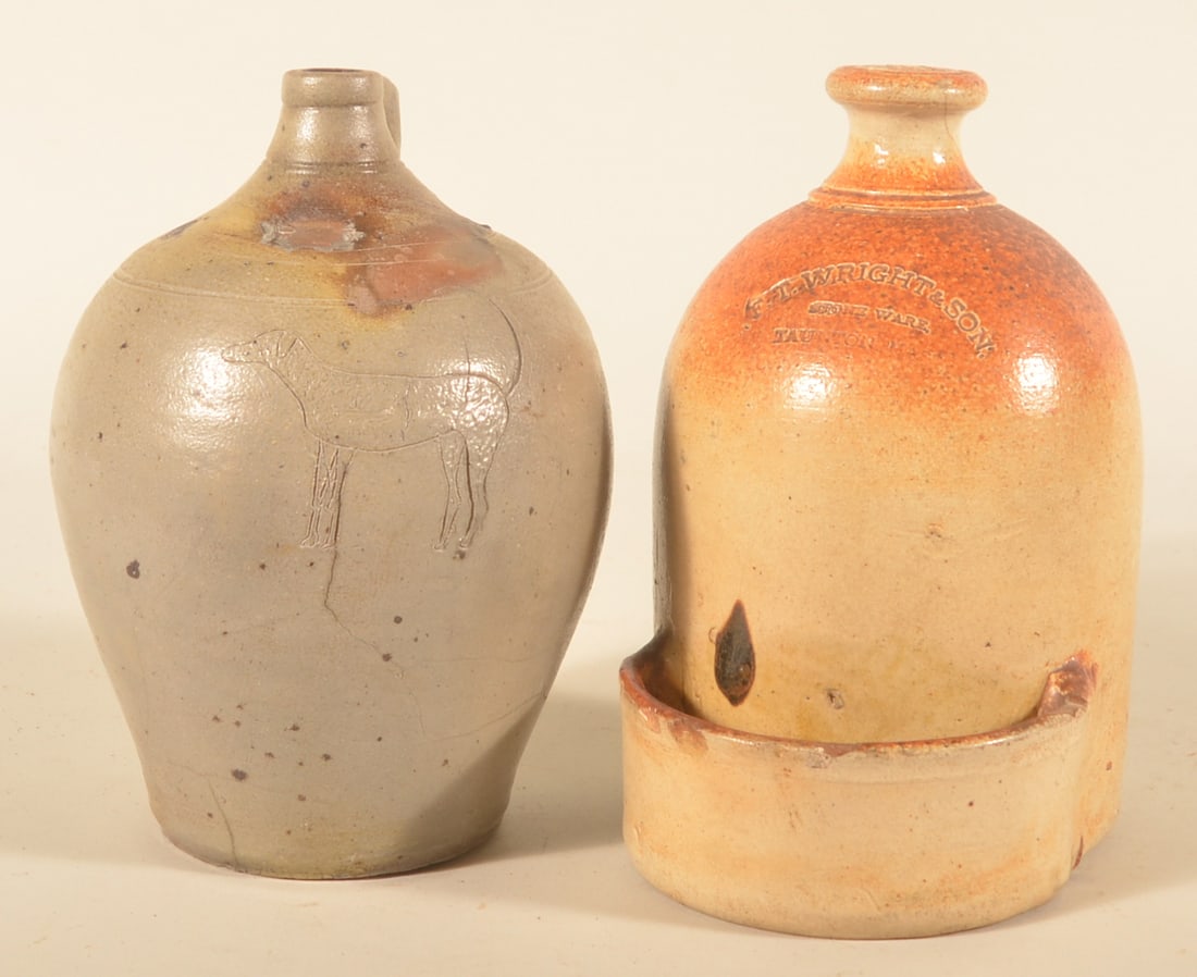 Ovoid Jug w/ Incised Dog & Taunton Chicken Waterer (1 of 4)