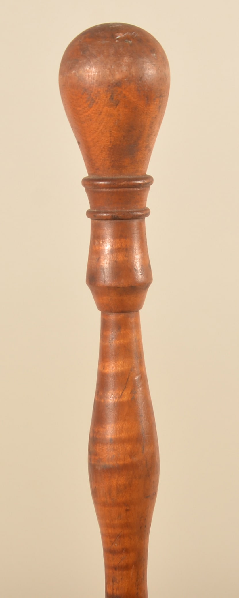 Antique Tiger Maple Carved Parade Marshal Baton: Beautiful graining and slightly tapered staff. 55 1/2"H