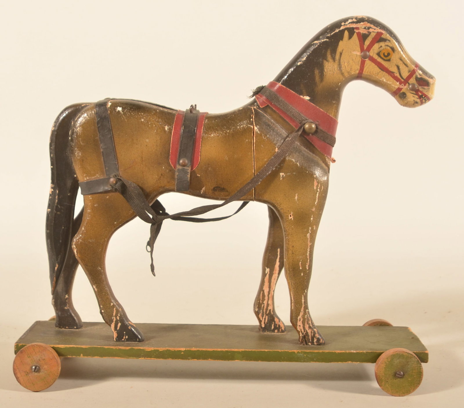 Antique Painted Wood Horse on Wheels (1 of 4)