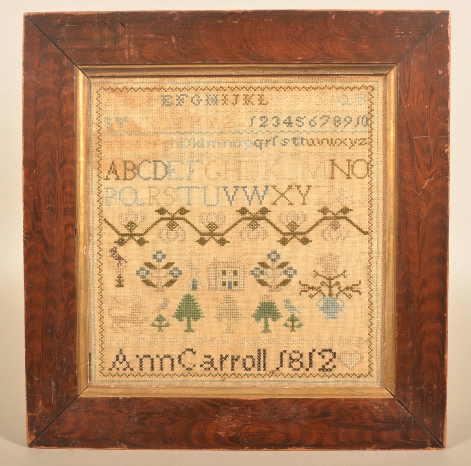 Framed Ann Carroll 1812 Needlework Sampler (1 of 4)