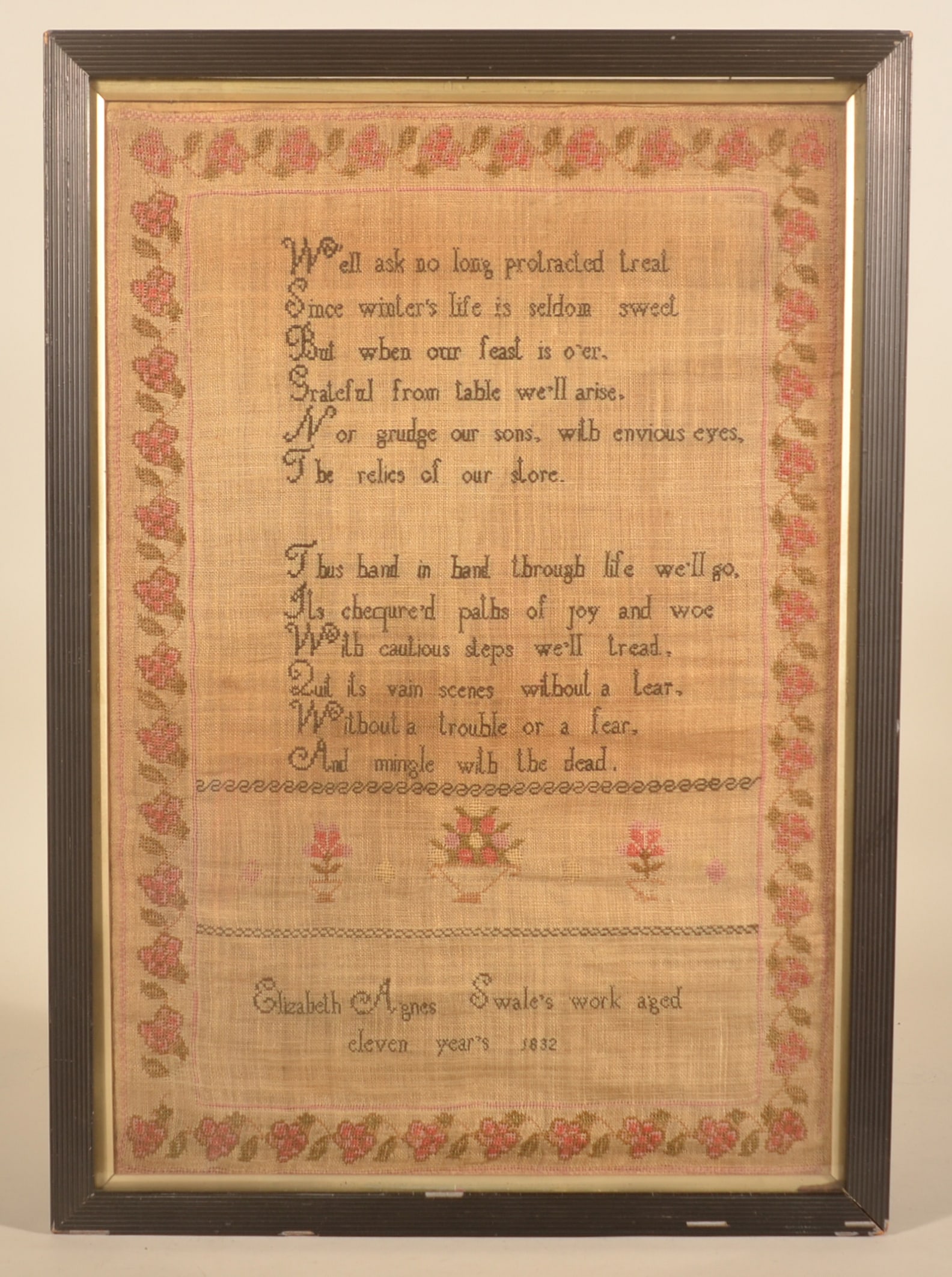 Large Vertical Format 1832 Antique Sampler (1 of 6)