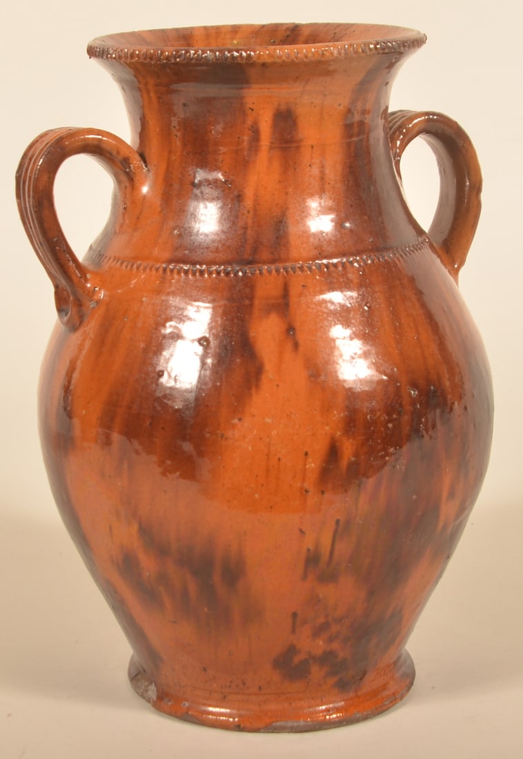 Jacob Medinger Redware Double-Handled Urn - 3