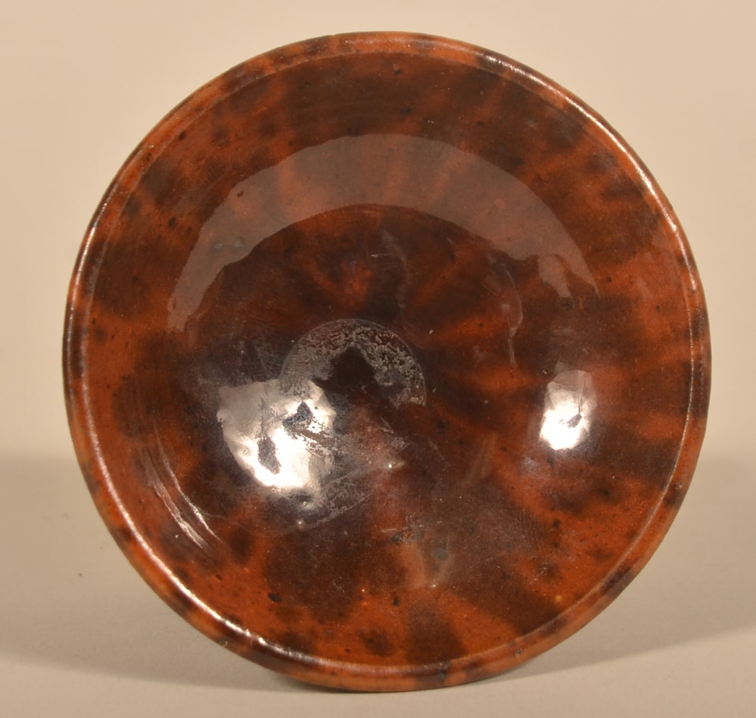 Small Redware Pedestal-Base Salt - 2