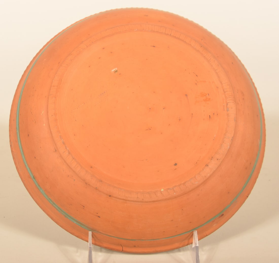 Signed & Dated Stahl Decorated Redware Plate - 4