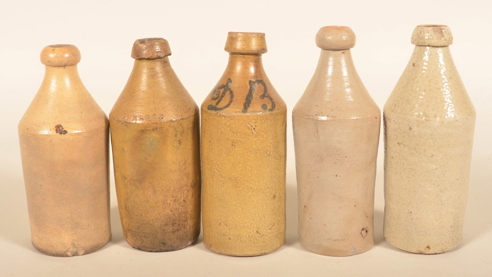 Five Antique Stoneware Beer Bottles (1 of 4)