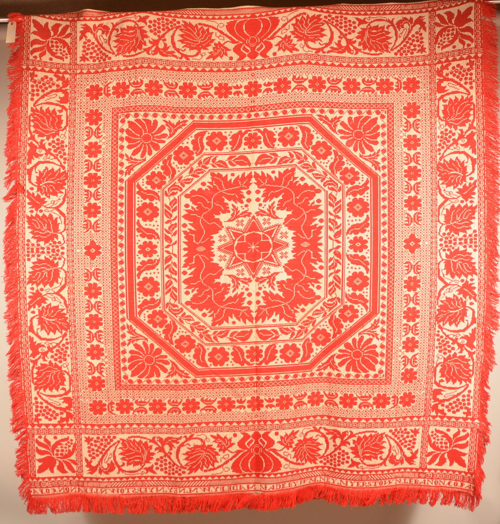 Signed Wm Ney Red & White Myerstown, PA Coverlet (1 of 4)